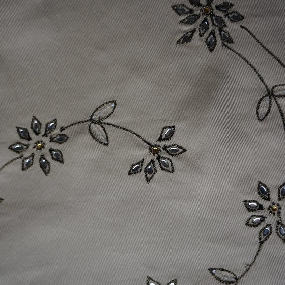 Lafayette 148 Linen Silk Skirt Embroidery Beads Sz 6 - Picture 6 of 8